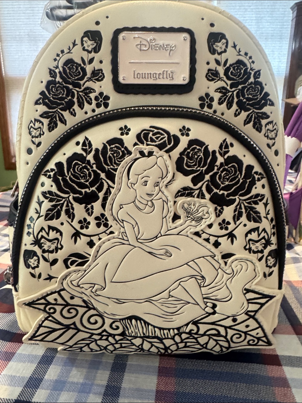 Loungefly Black & White Alice in Wonderland Mini Backpack
